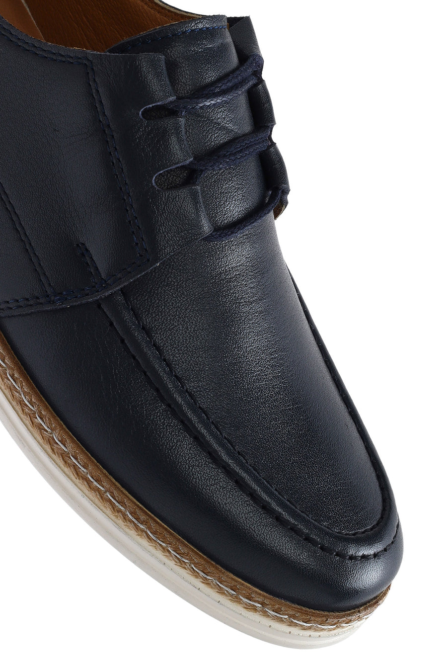 Men's Navy Blue Lace-up Leather Casual Shoes