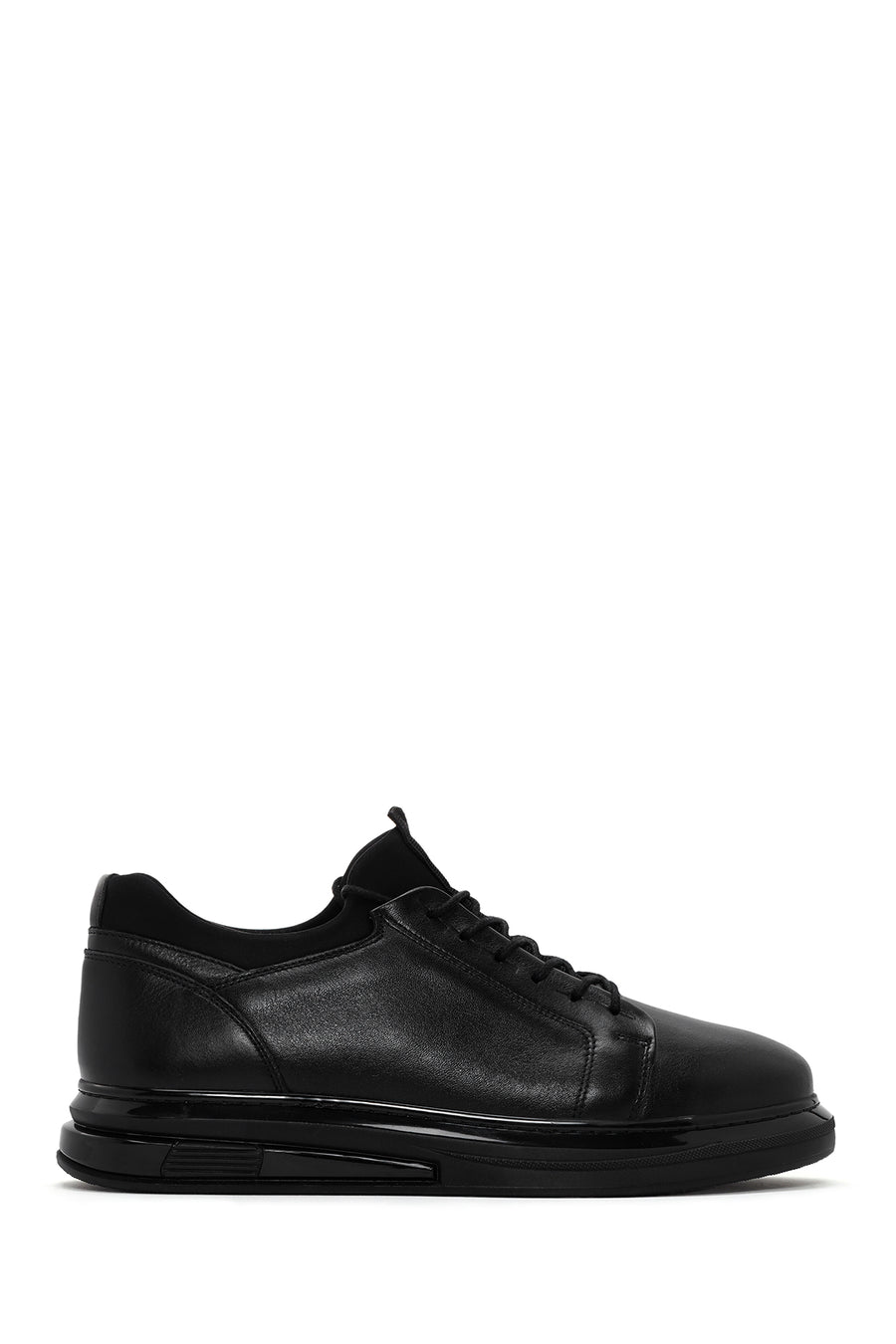 Men's Black Lace-up Thick-Sole Leather Sneaker 26SFD674518 | Derimod