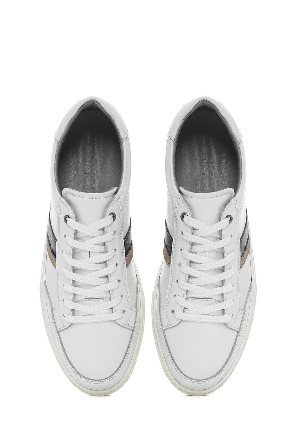 Erkek Beyaz Bağcıklı Deri Sneaker