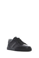 Erkek Siyah Bağcıklı Deri Sneaker | Derimod