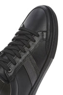 Erkek Siyah Bağcıklı Deri Sneaker | Derimod