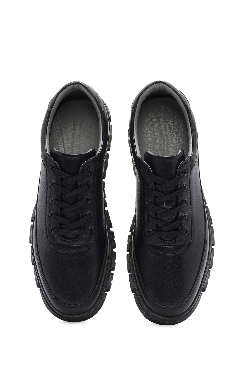Erkek Siyah Bağcıklı Deri Sneaker