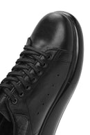 Erkek Siyah Bağcıklı Kalın Tabanlı Deri Sneaker | Derimod
