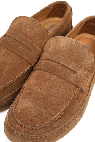 Erkek Taba Kalın Tabanlı Süet Deri Loafer