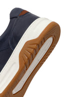 Erkek Lacivert Kalın Tabanlı Bağcıklı Deri Sneaker | Derimod