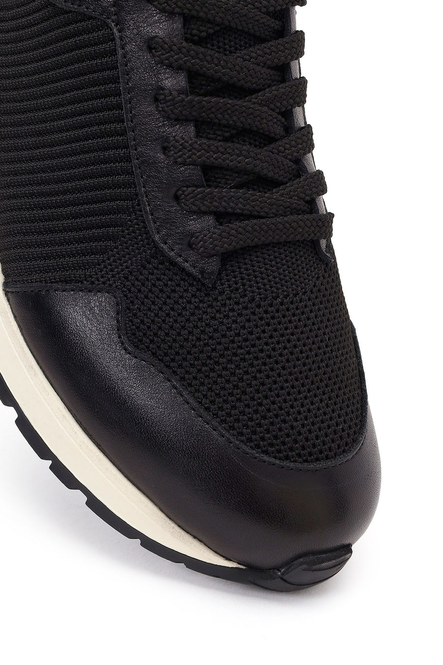 Erkek Siyah Bağcıklı Kumaş Sneaker