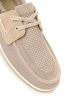 Derimod Zero Men's Beige Lace-Up Fabric Casual Shoes | Derimod