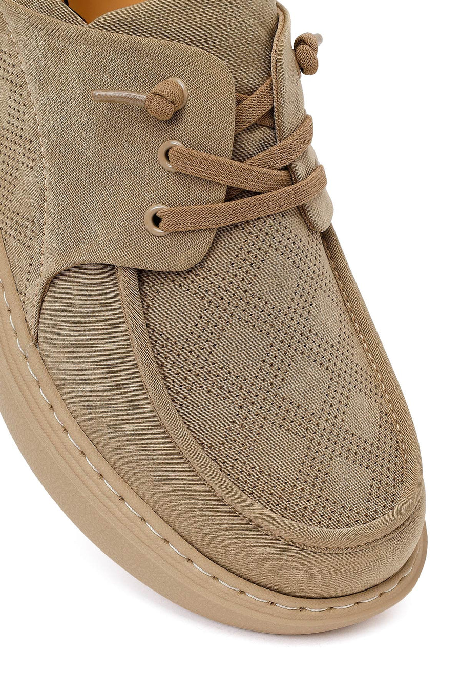 Derimod Zero Erkek Bej Bağcıklı Kumaş Sneaker