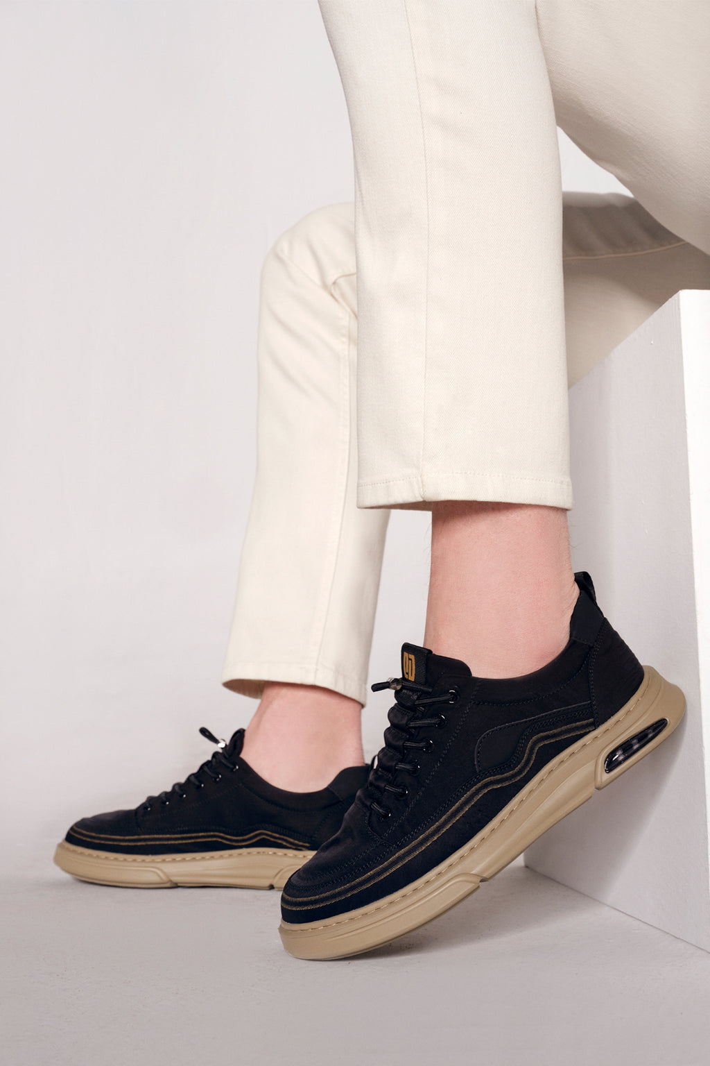 Derimoz Zero Erkek Siyah Bağcıklı Kumaş Sneaker