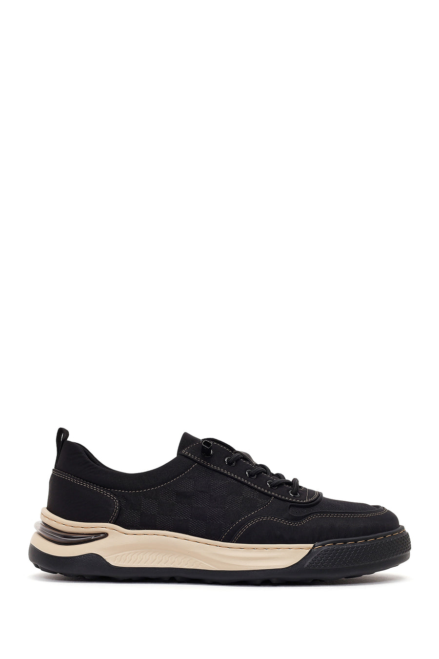 Derimod Zero Erkek Siyah Bağcıklı Kalın Tabanlı Kumaş Sneaker 26SFD69216F | Derimod