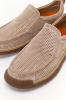 Derimod Fly Erkek Bej Süet Deri Casual Loafer | Derimod