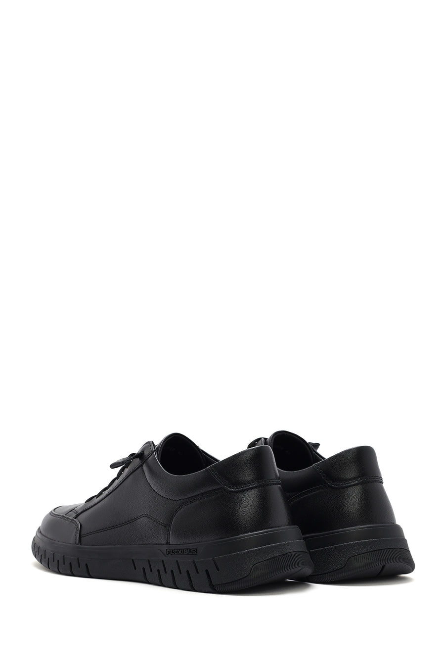 Erkek Siyah Bağcıklı Deri Sneaker