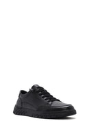 Erkek Siyah Bağcıklı Deri Sneaker | Derimod