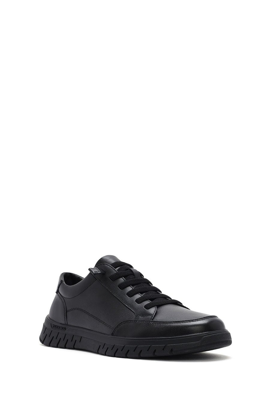 Erkek Siyah Bağcıklı Deri Sneaker