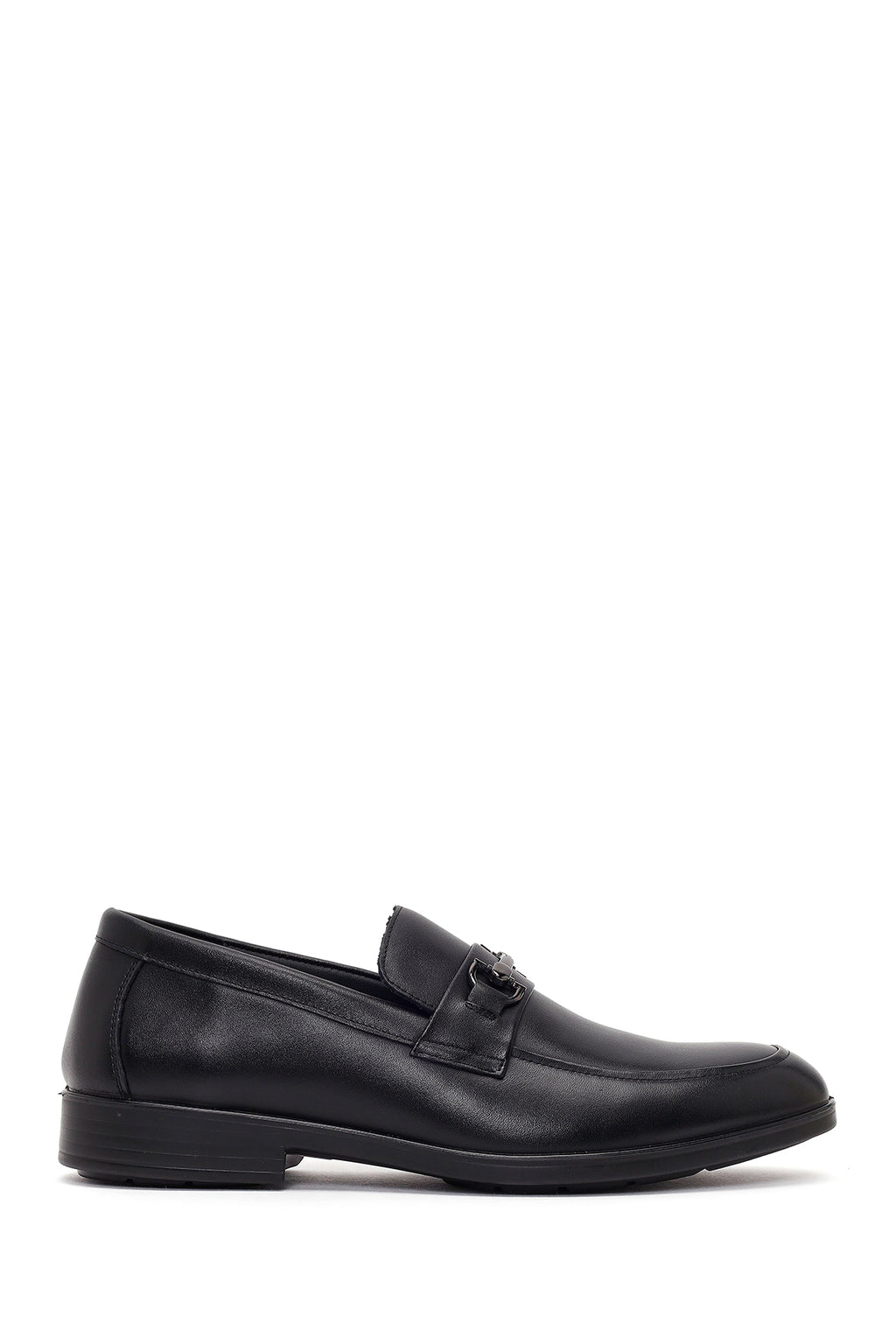 Erkek Siyah Tokalı Deri Klasik Loafer