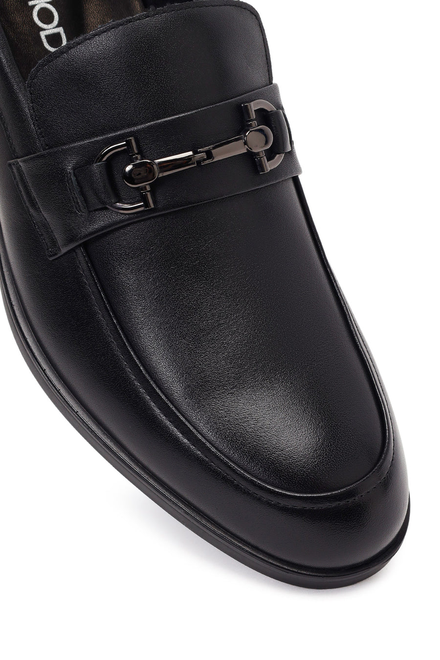 Erkek Siyah Tokalı Deri Klasik Loafer