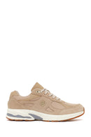 Male Beige Lace-Up Thick-Soled Suede Leather Sneaker | Derimod