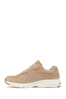 Male Beige Lace-Up Thick-Soled Suede Leather Sneaker | Derimod
