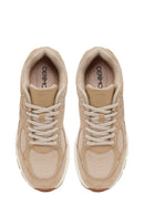 Male Beige Lace-Up Thick-Soled Suede Leather Sneaker | Derimod