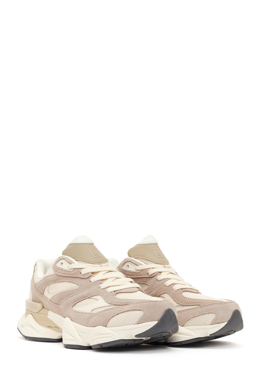 Erkek Bej Bağcıklı Kalın Tabanlı Deri Sneaker