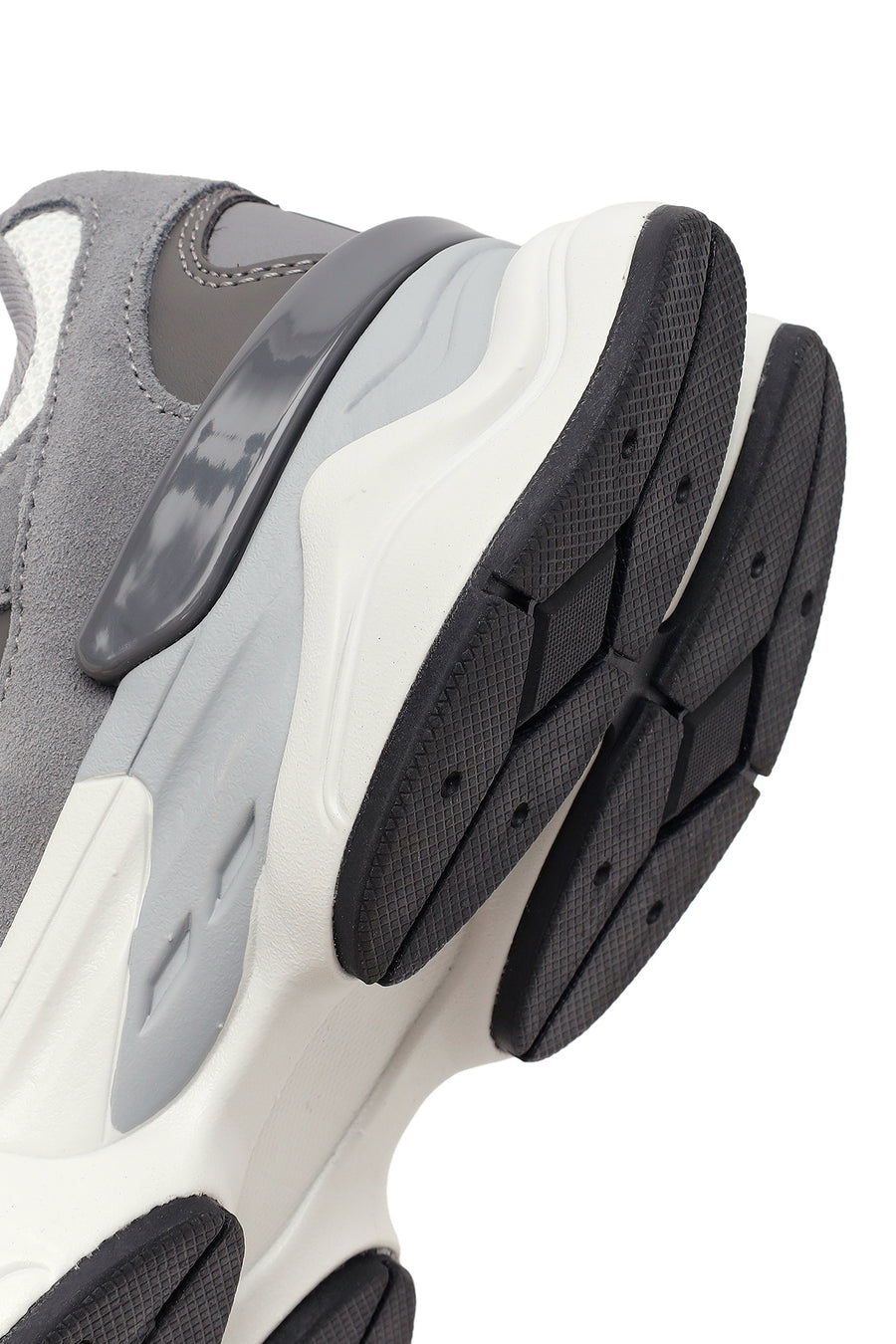 Erkek Gri Bağcıklı Kalın Tabanlı Deri Sneaker