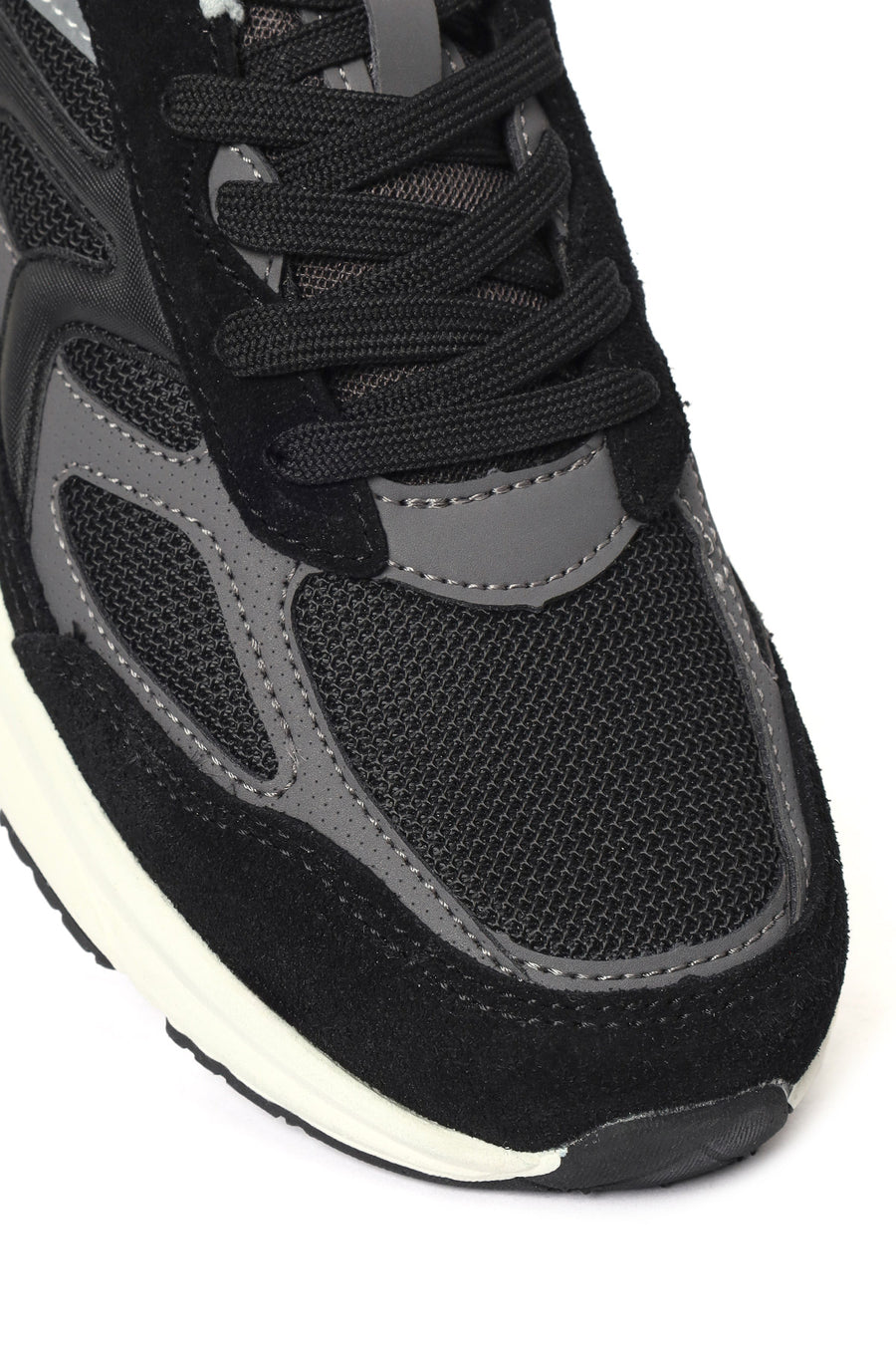 Erkek Siyah Kalın Tabanlı Bağcıklı Deri Sneaker