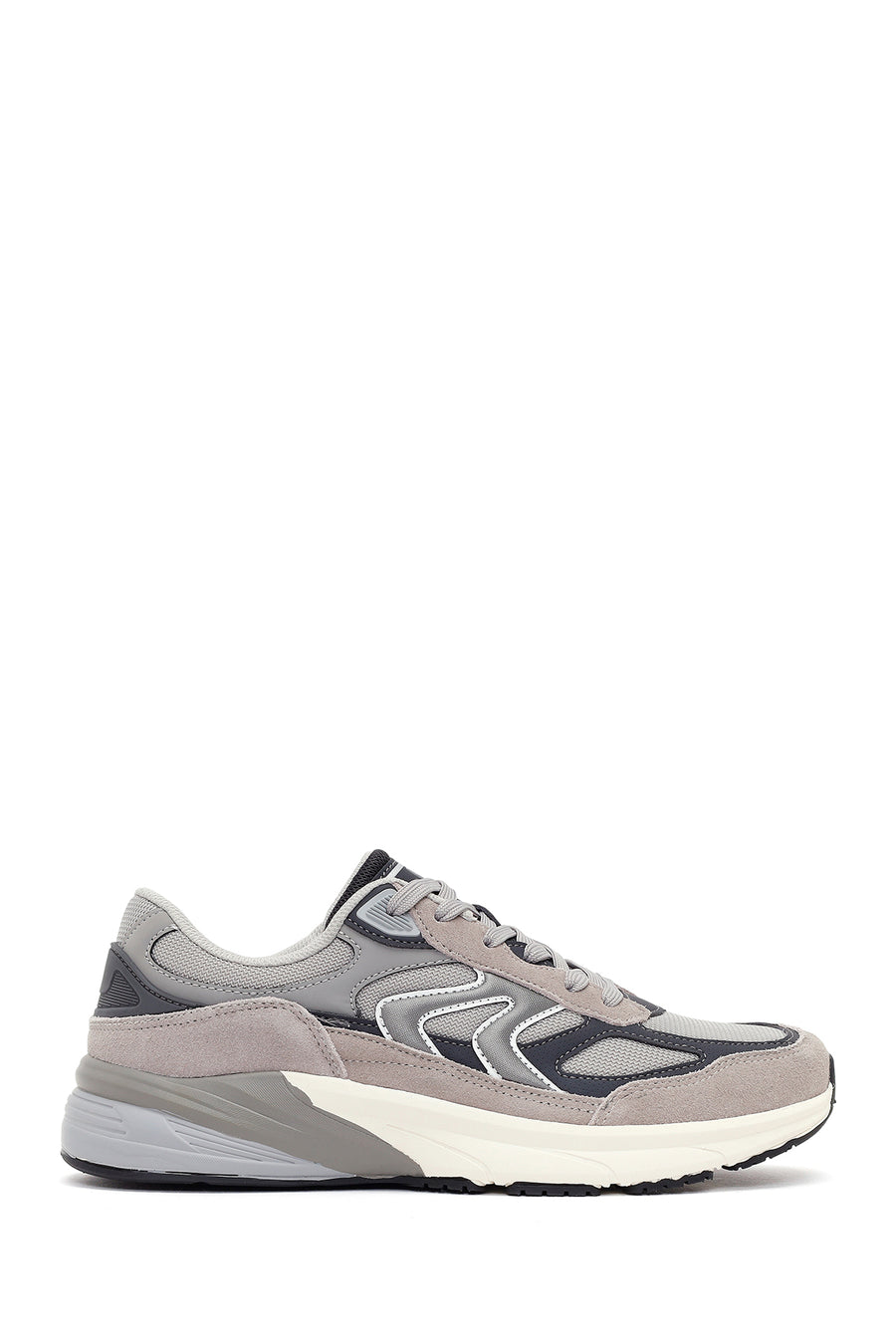 Erkek Gri Kalın Tabanlı Bağcıklı Deri Sneaker 26SFD696814 | Derimod
