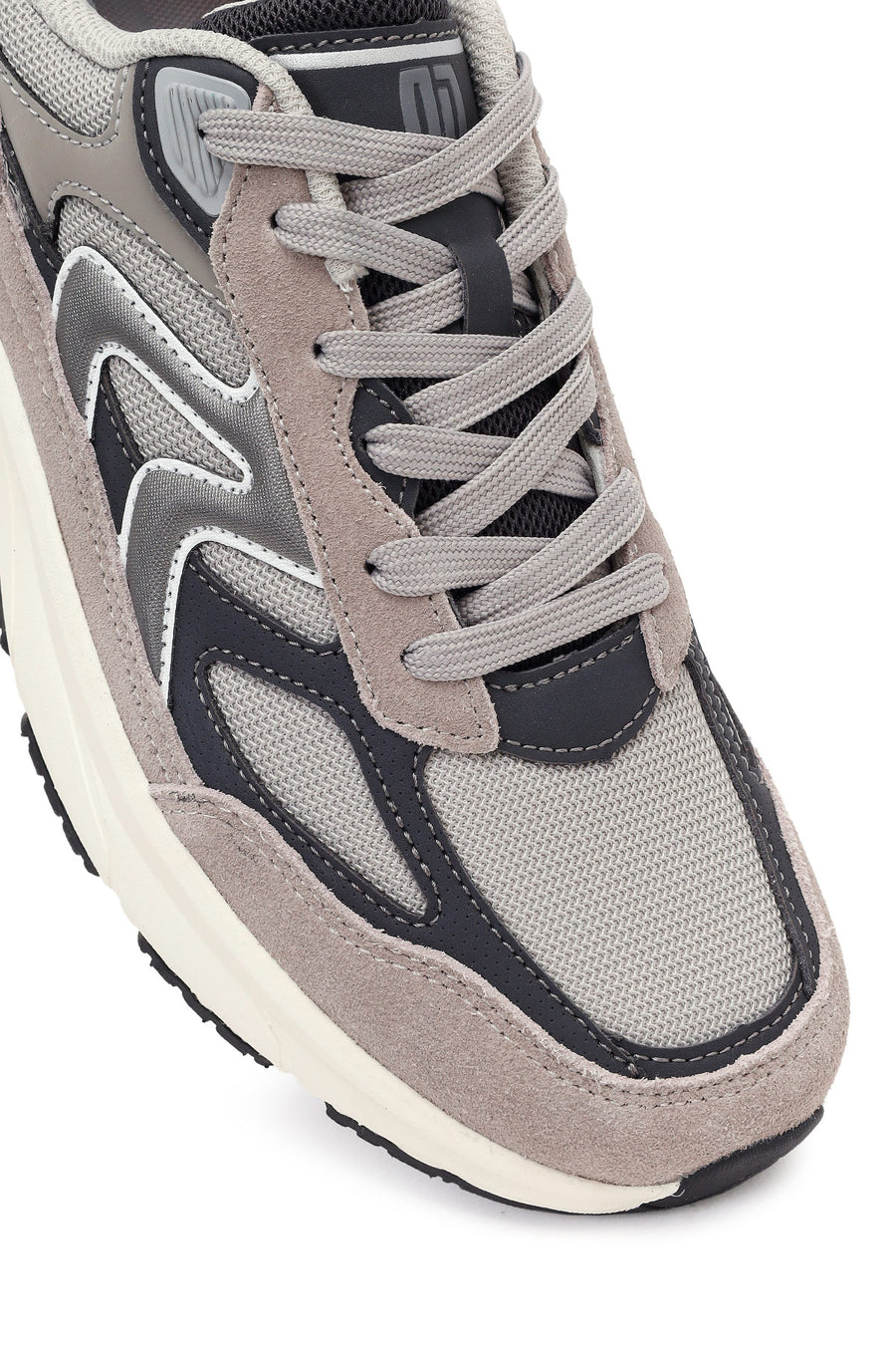 Erkek Gri Kalın Tabanlı Bağcıklı Deri Sneaker