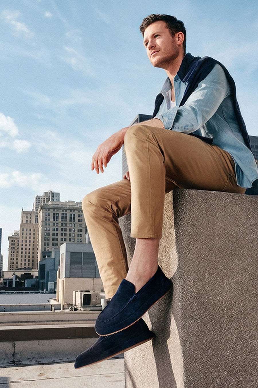 Erkek Lacivert Süet Deri Casual Loafer