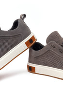 Men's Gray Lace-Up Suede Leather Sneaker | Derimod