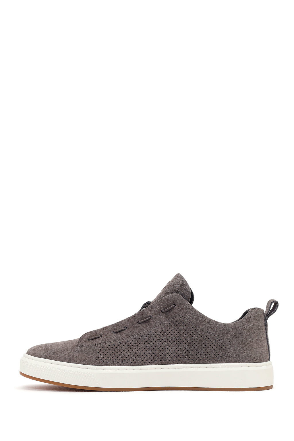Erkek Gri Bağcıklı Süet Deri Sneaker