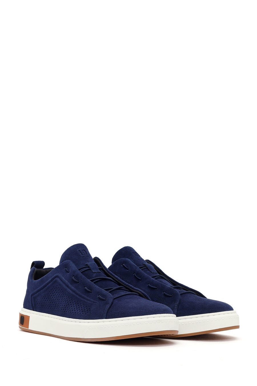 Erkek Lacivert Bağcıklı Süet Deri Sneaker