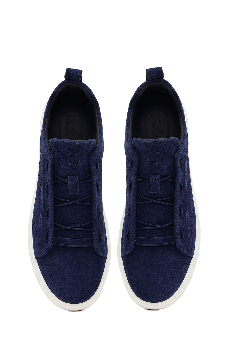 Erkek Lacivert Bağcıklı Süet Deri Sneaker