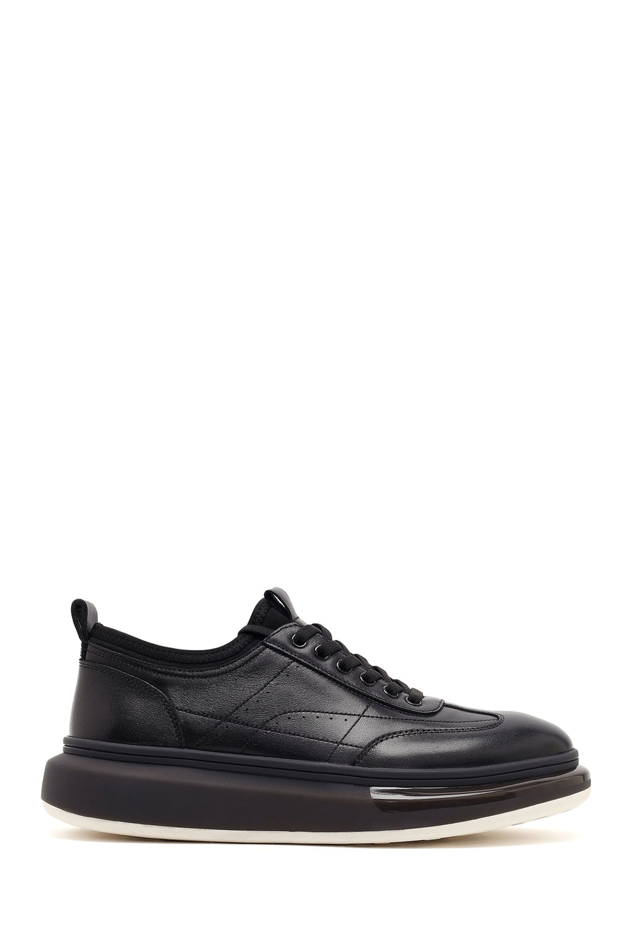 Erkek Siyah Bağcıklı Kalın Tabanlı Deri Sneaker 26SFD698218 | Derimod