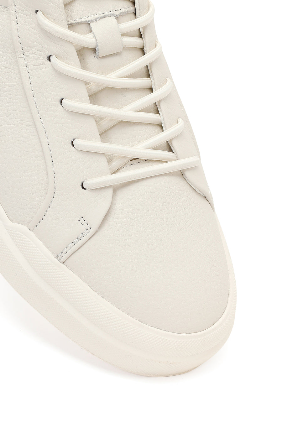 Erkek Beyaz Bağcıklı Deri Sneaker