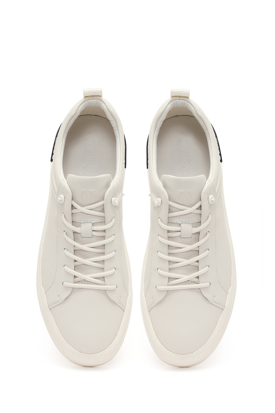 Erkek Beyaz Bağcıklı Deri Sneaker
