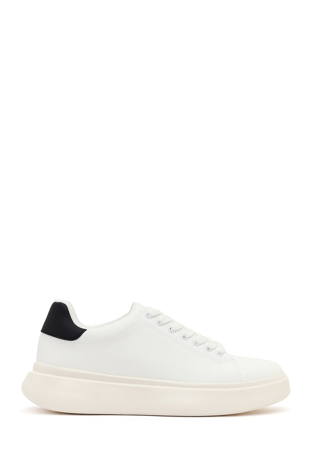 Erkek Beyaz Bağcıklı Kalın Tabanlı Sneaker