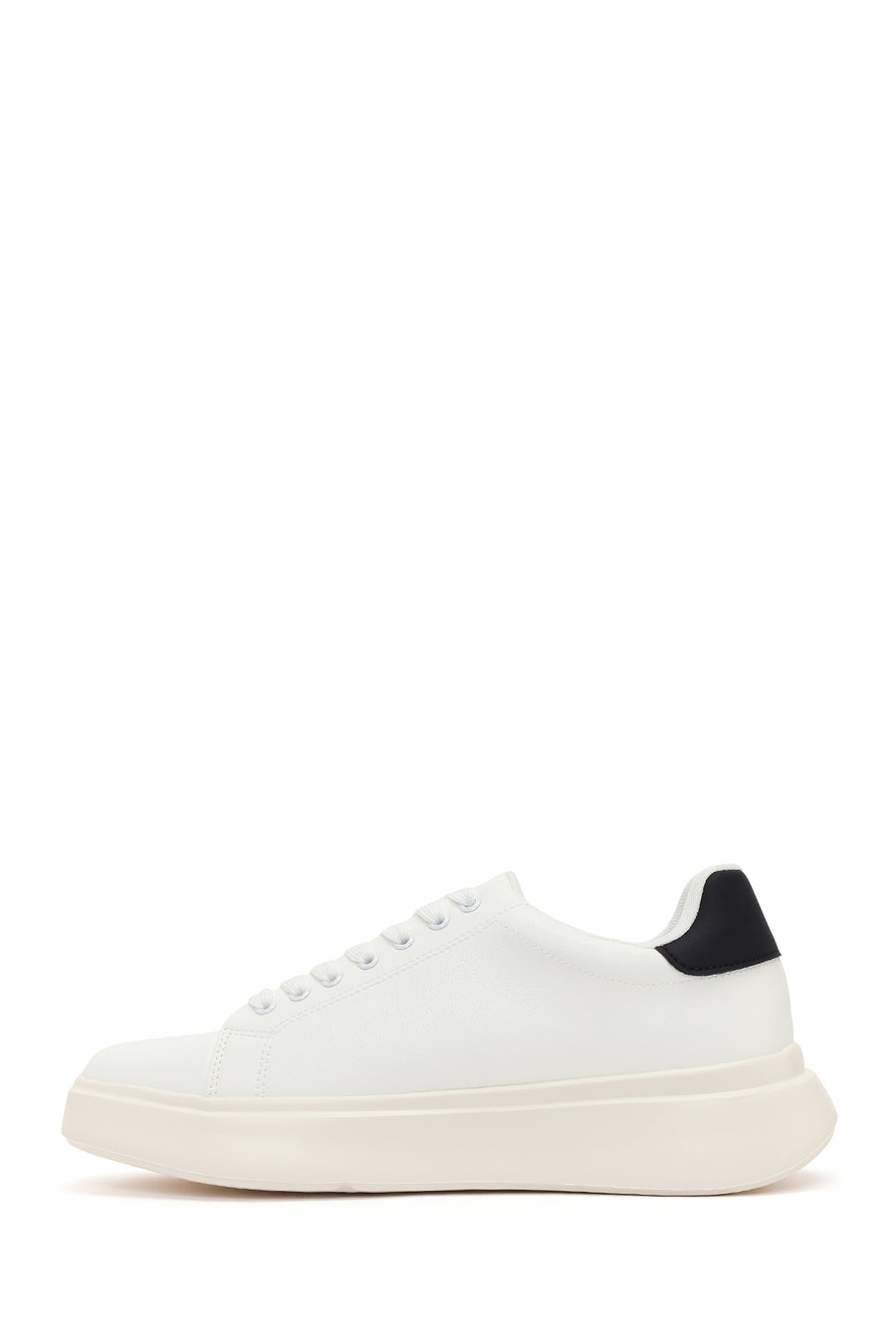 Erkek Beyaz Bağcıklı Kalın Tabanlı Sneaker