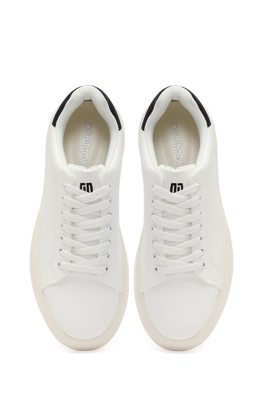 Erkek Beyaz Bağcıklı Kalın Tabanlı Sneaker