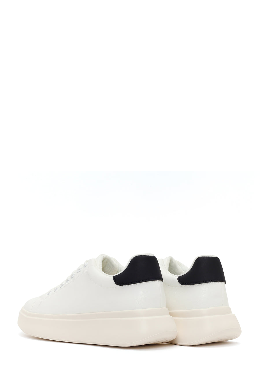 Erkek Beyaz Bağcıklı Kalın Tabanlı Sneaker