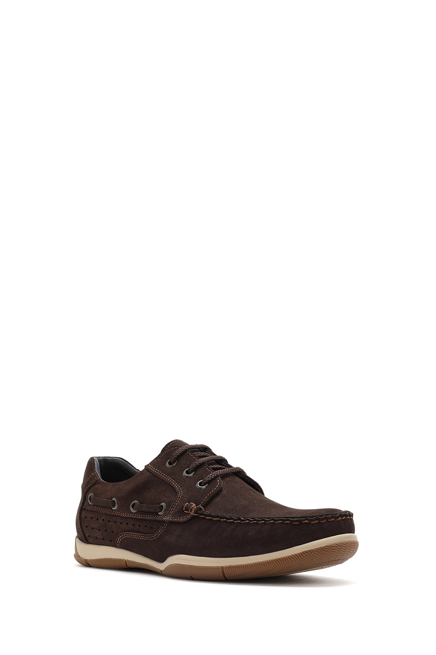 Men's Brown Lace-Up Nubuck Leather Casual Shoes