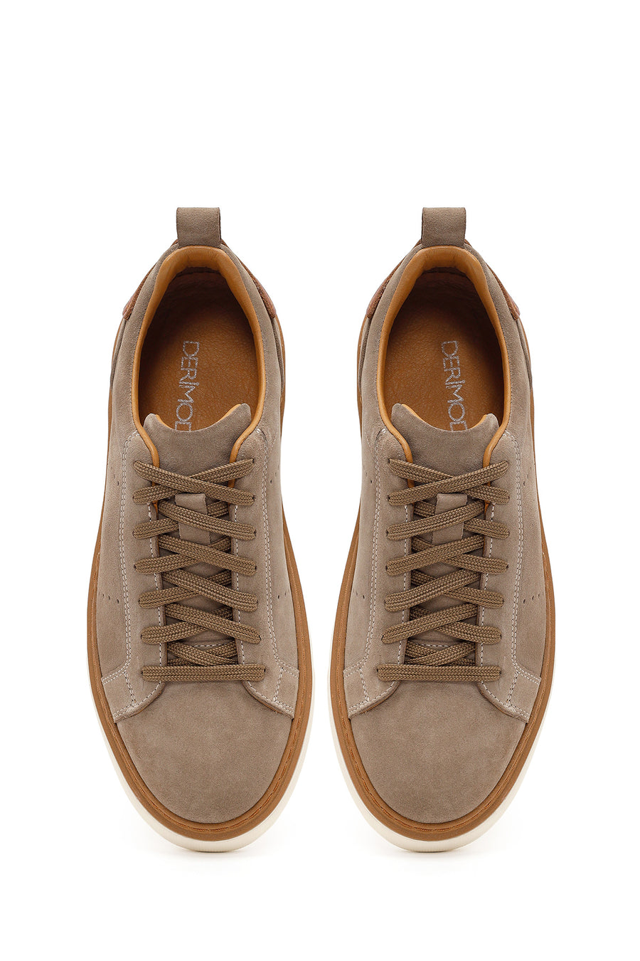Erkek Vizon Bağcıklı Kalın Tabanlı Süet Deri Sneaker