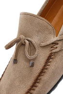 Men's Beige Tassel Suede Leather Loafer | Derimod