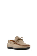 Men's Beige Tassel Suede Leather Loafer | Derimod