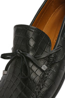 Erkek Siyah Kroko Deri Loafer | Derimod