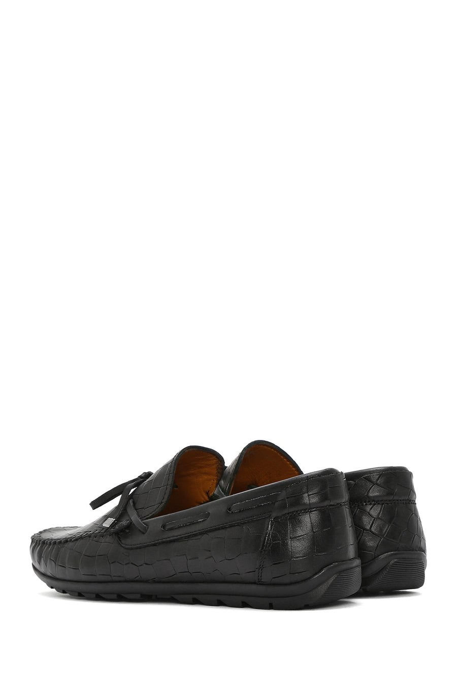 Erkek Siyah Kroko Deri Loafer