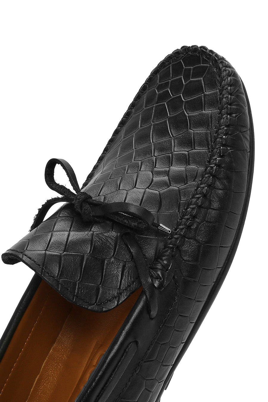 Erkek Siyah Kroko Deri Loafer