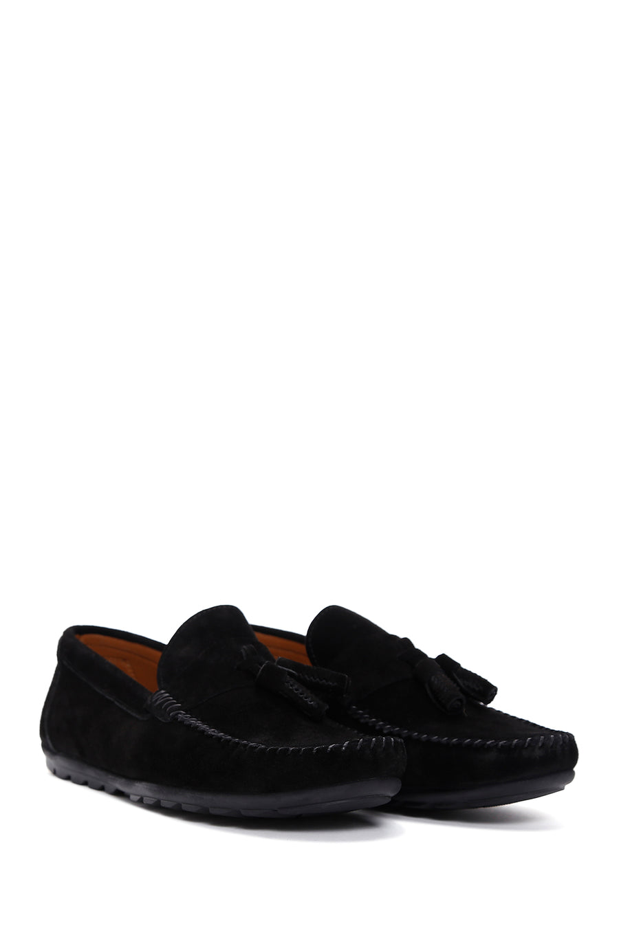 Men's Black Tassel Suede Leather Loafer