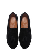 Men's Black Tassel Suede Leather Loafer | Derimod