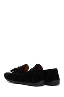 Men's Black Tassel Suede Leather Loafer | Derimod